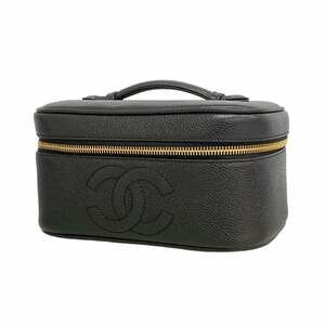CHANEL Black Caviar Leather Vanity Bag
